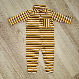 Cozy Striped Kids Footie in Yellow and Brown